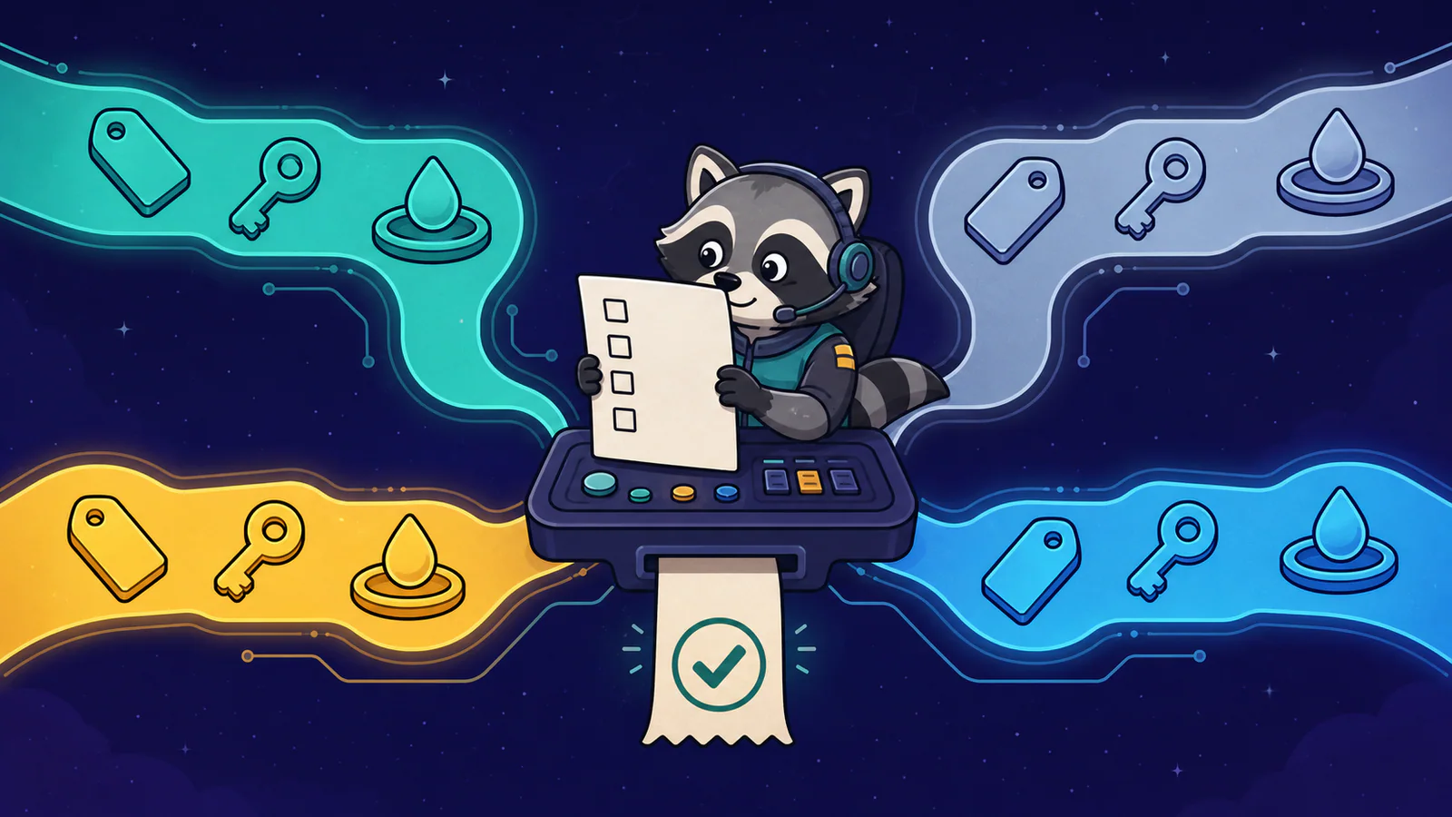 Raccoon operator reviewing metadata, authority, and liquidity across four network paths